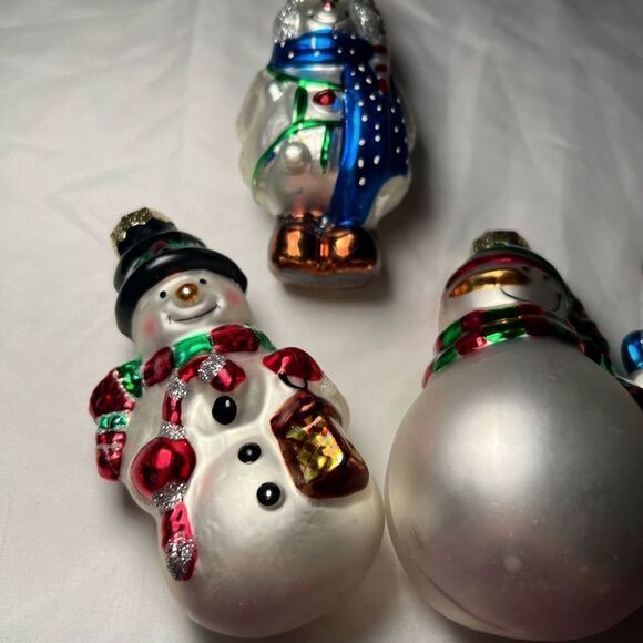 Set of 4 Blown Glass Snowmen - Picture 2 of 14